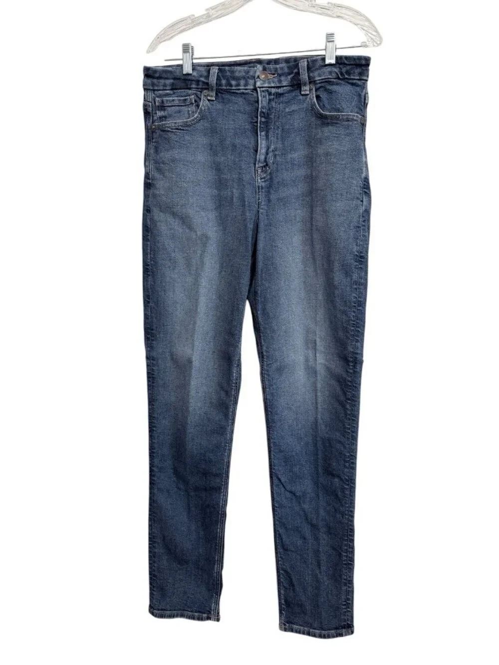 American Eagle Women's Size 10 X-Long BLUE DENIM Curvy Mom High Rise Jeans Blue